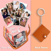 Personalisierter Foto Leder Schlüsselanhänger mit 12 Bilder, Minialbum,Kunstdruckpapier Fotoalbum,Kreatives Erinnerungs Geschenk